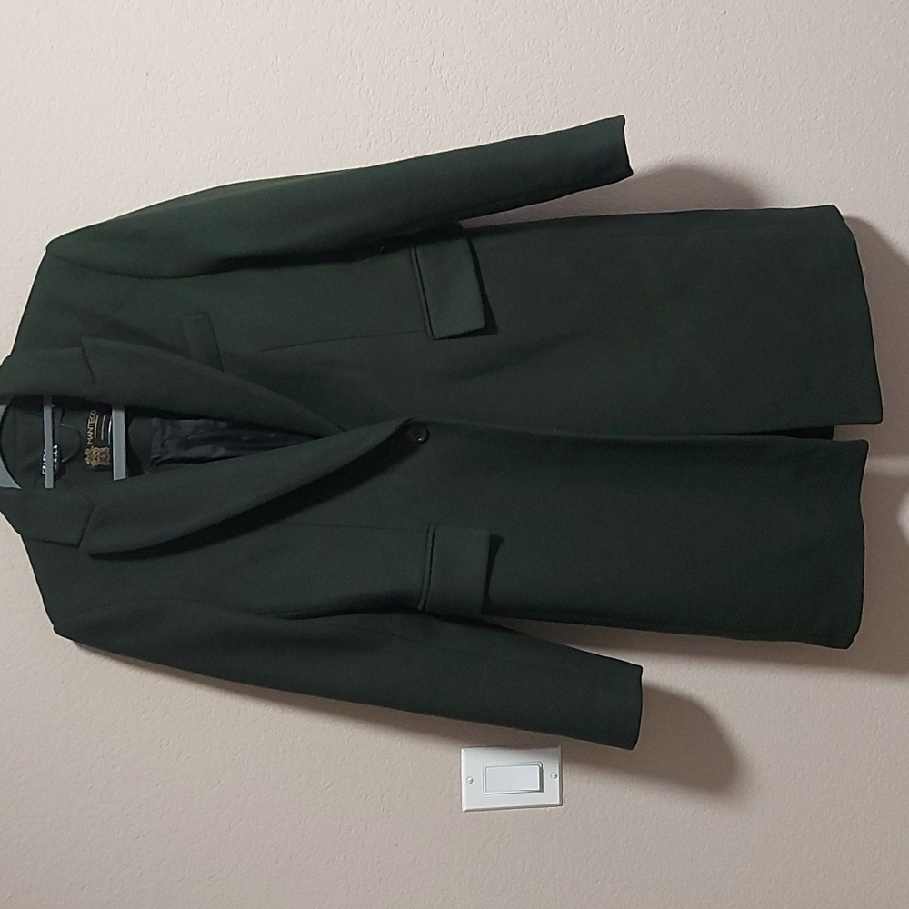 Zara Manteco Wool blend dark green coat size XS